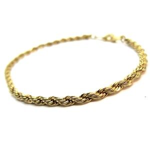 Vintage 14K GP Twisted Rope Chain Bracelet 7.5"